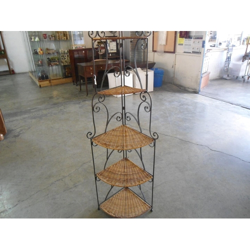 783 - Corner Stand - Metal / Wicker 5 - Shelf