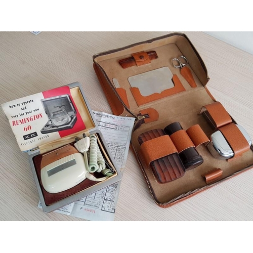 1004 - 1970's Remington 60 Electric Shaver in Original Case with Instructions & Purchase Receipt, Together ... 