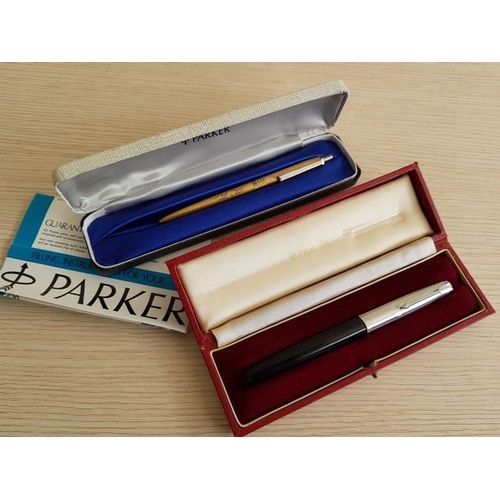 744 - Parker Founten Pen & Parker Ball Point Pen in Cases, (2)