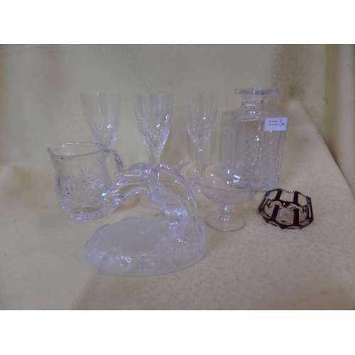 837 - Collection of Crystalware incl: Dacenter (Without Stopper) 4 x Wine Glasses etc