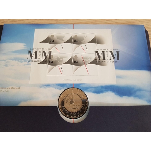 70 - Royal Mail Millennium Stamps and Coin in Pack, Together with Royal Mint uncirculated Coin Sets: Embl... 