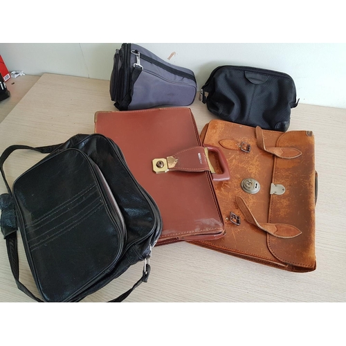 821 - Vintage Leather Satchel and Document Case, Black Leather 'Man Bag', Together with Camera Case and Tr... 