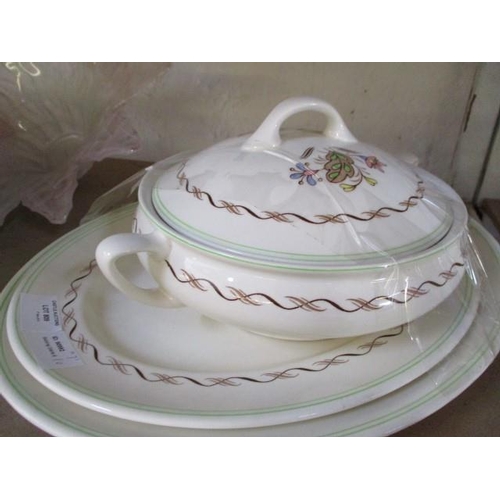 857 - Matching Tureen and Two Metal Plates