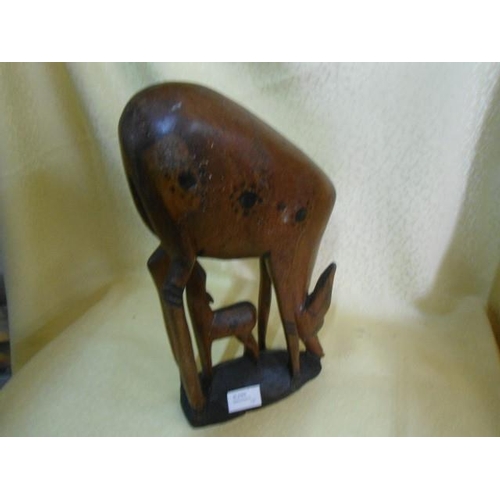 1030 - Roe-Deer Mother with Little Deer Wooden Figurine