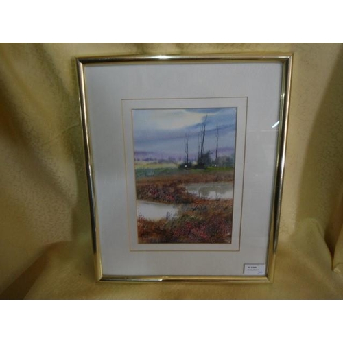 983 - Landscape Water Colour Fields / Ponds Signed