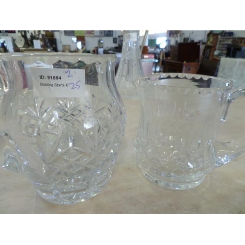 896 - 2 x Crystal Water Jugs