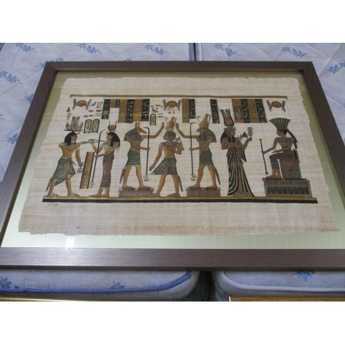 803 - Large Framed Papyrus Depicting the Crowning of a Pharoah