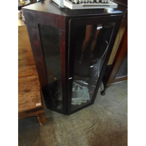 969 - Modern Glass Mahogany Coloured Corner Display Unit