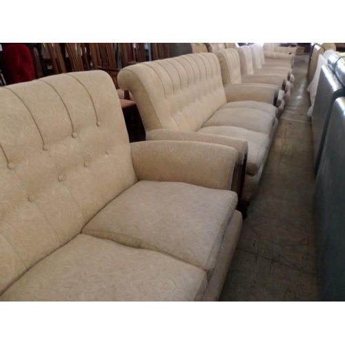 750 - Cream & Wood Sofa and 4 x Armchairs