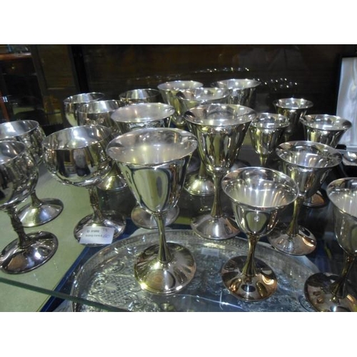 1045 - 18 Silver Palted Goblets 6 x Each Design