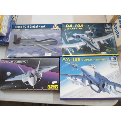 328 - Four 1:72 Scale Model Planes: YF - 22A Lightening II, Drone RQ-4 Global Hawk, OA - 10A 'Warthog' and... 