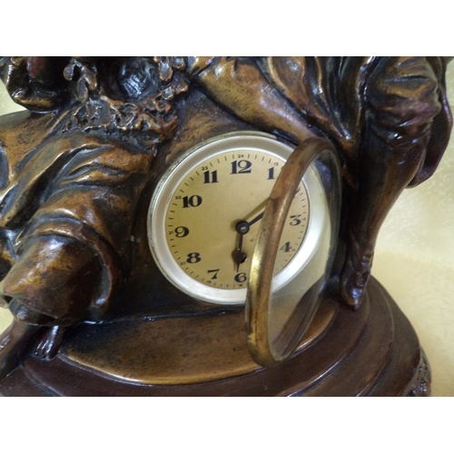 658 - • Antique French Clock with Couple Statue Stamped '372, Nardi' Key Wind ( In office) - Running