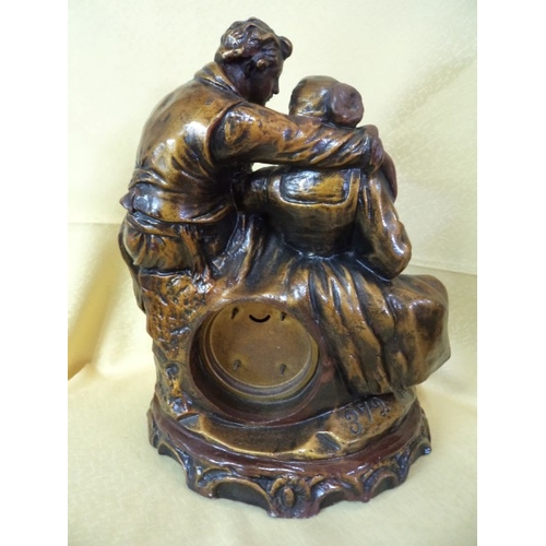 658 - • Antique French Clock with Couple Statue Stamped '372, Nardi' Key Wind ( In office) - Running