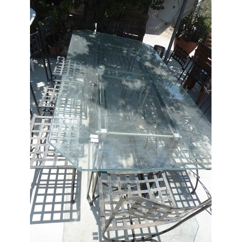 2042 - Large Glass Top Table with 8 x Chairs