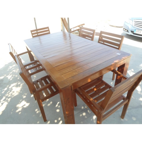 2041 - Hard Wood Table & 6 x Carvery Chairs