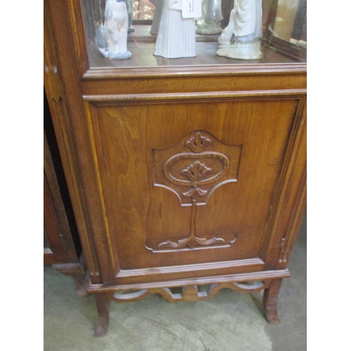 577 - Antique Small Wooden Schulpted Display Cabinet (Key in the Office)