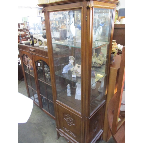 577 - Antique Small Wooden Schulpted Display Cabinet (Key in the Office)