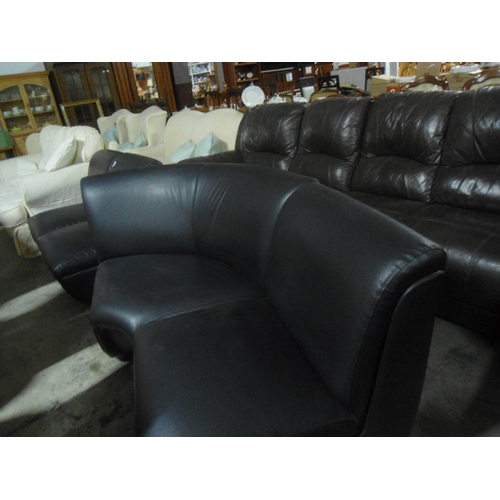 764 - Modern Black Leatherette Corner Sofa