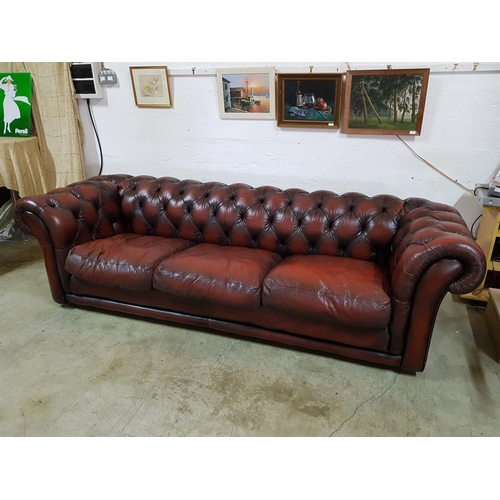 104 - Large Oxblood (Red) Leather Chesterfield Sofa (270cm x 98cm Deep x 77cm High)