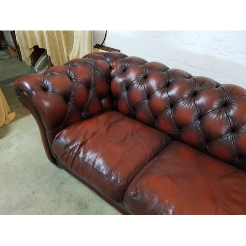 104 - Large Oxblood (Red) Leather Chesterfield Sofa (270cm x 98cm Deep x 77cm High)