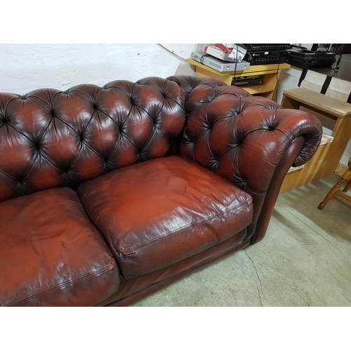 104 - Large Oxblood (Red) Leather Chesterfield Sofa (270cm x 98cm Deep x 77cm High)