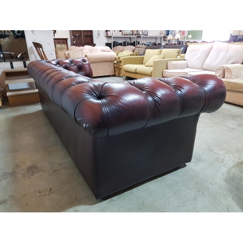 104 - Large Oxblood (Red) Leather Chesterfield Sofa (270cm x 98cm Deep x 77cm High)