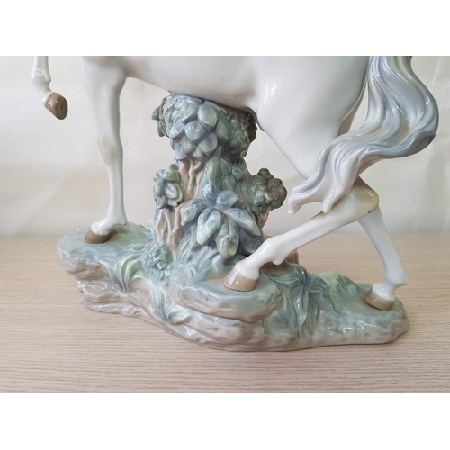 81 - Lladro Figurine of Grey Horse / Stallion (#4781), Approx 45cm High.