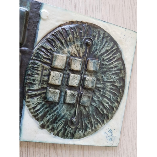 214n - Troika Pottery Rectangular 'Calculator' Wall Plaque (29cm x 19cm)