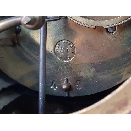 261 - Early French Ormolu Clock with Statue of Violin Player, Japy Freres Chiming Movement, on Green Fabri... 