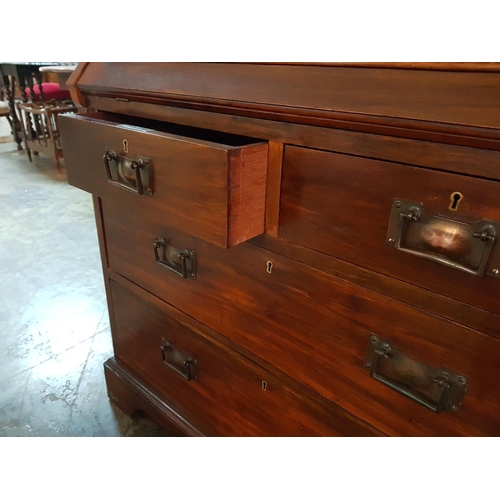 111 - Walnut Bureau Bookcase Circa 1900, with 4-Drawers, Fitted Interior Makers Marc ' Maples & Co' to Dra... 