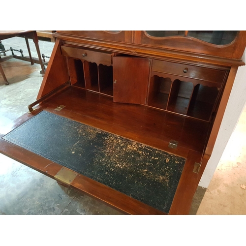 111 - Walnut Bureau Bookcase Circa 1900, with 4-Drawers, Fitted Interior Makers Marc ' Maples & Co' to Dra... 