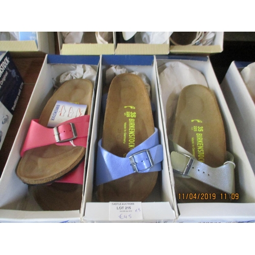 215 - 3 x Pairs of BIRKENSTOCK Shoes, Made in Germany, Ladies, Sizes: 35, New in Box, Various Colours, Tot... 