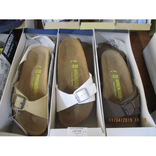 218 - 3 x Pairs of BIRKENSTOCK Shoes, Made in Germany, Ladies, Sizes: 35, New in Box, Various Colours, Tot... 