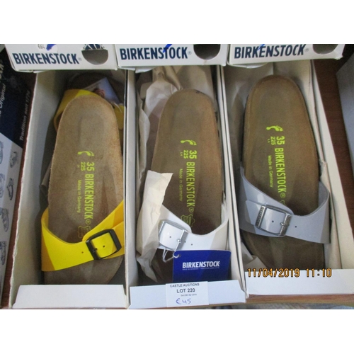 220 - 3 x Pairs of BIRKENSTOCK Shoes,  Made in Germany, Ladies, Sizes: 35, New in Box, Various Colours, To... 