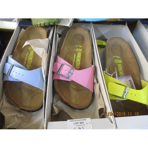 221 - 3 x Pairs of BIRKENSTOCK Shoes,  Made in Germany, Ladies, Sizes: 35, New in Box, Various Colours, To... 