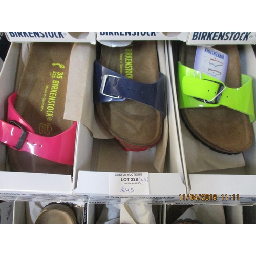 228 - 3 x Pairs of BIRKENSTOCK Shoes,  Made in Germany, Ladies, Sizes: 35, New in Box, Various Colours, To... 