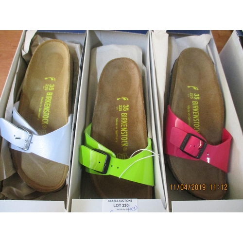 230 - 3 x Pairs of BIRKENSTOCK Shoes,  Made in Germany, Ladies, Sizes: 35, New in Box, Various Colours, To... 