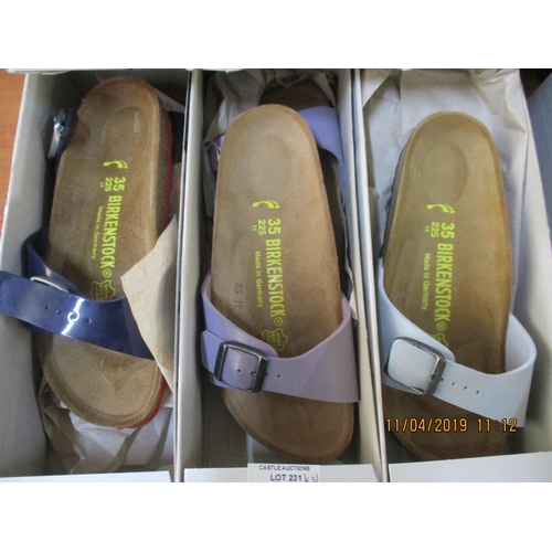 231 - 3 x Pairs of BIRKENSTOCK Shoes,  Made in Germany, Ladies, Sizes: 35, New in Box, Various Colours, To... 