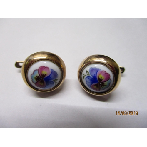 60 - 'Solokov' 9ct Gold & Enamel Pair of Earrings