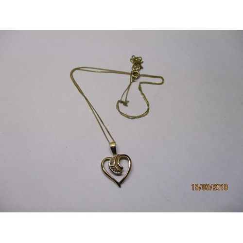 62 - 9ct Gold Chain with Heart Pendant , 1gr