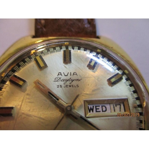 399 - Gents Gold Plated Avia Daytime Inca bloc Automatic Wrist Watch, Day, Date, Stainless Steel Back Brow... 