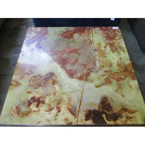 124 - Square Coffee Table Brass with Green Onyx Top