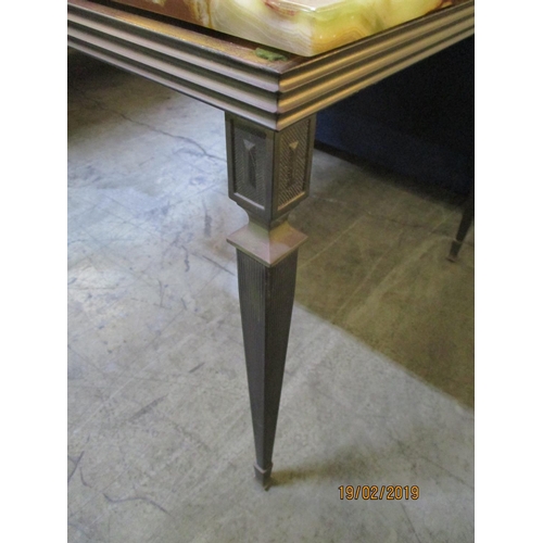 124 - Square Coffee Table Brass with Green Onyx Top