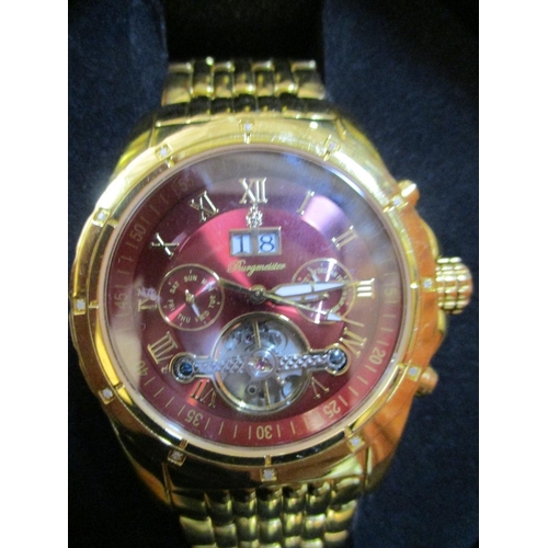 85 - Burgmeister Automatic Mens Gold Colour Watch , Skeleton Back in Case