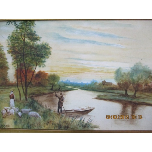 127 - Pastoral Scene by M.C Morris in Oak Frame