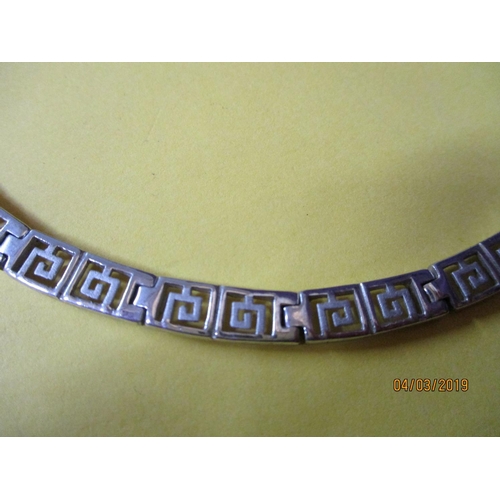 640 - .925 Silver Greek Key Necklace Approx 40cms