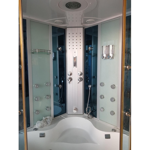 2024 - ***WITHDRAWN***Mesda Steam Corner Bath Shower Unit, (WS-701, 166x166x225cm) with Whirlpool Bath Pump... 