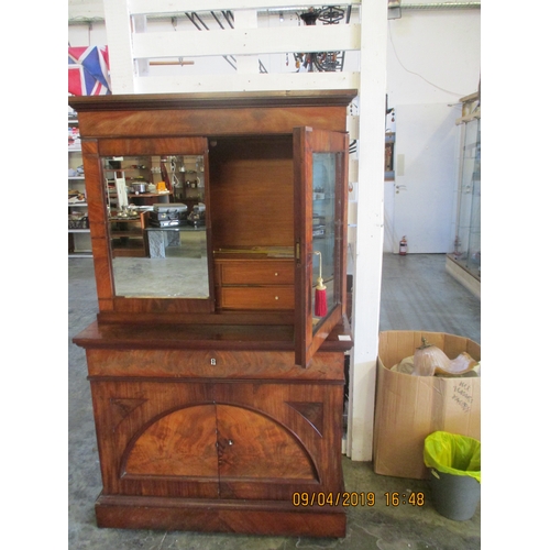 11 - Victorian Mahogany Decorative Veneered, Solid Cabinet with Secretaire Drawers and 2 x Secret Drawers