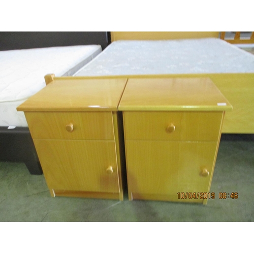 566 - Wooden Double Bed with Mattress & 2 x Bedside Cabinets