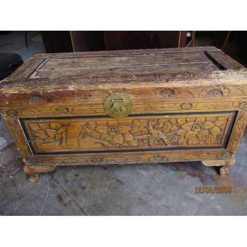 2374 - Wooden Carved Trunk (34cm x 18cm)